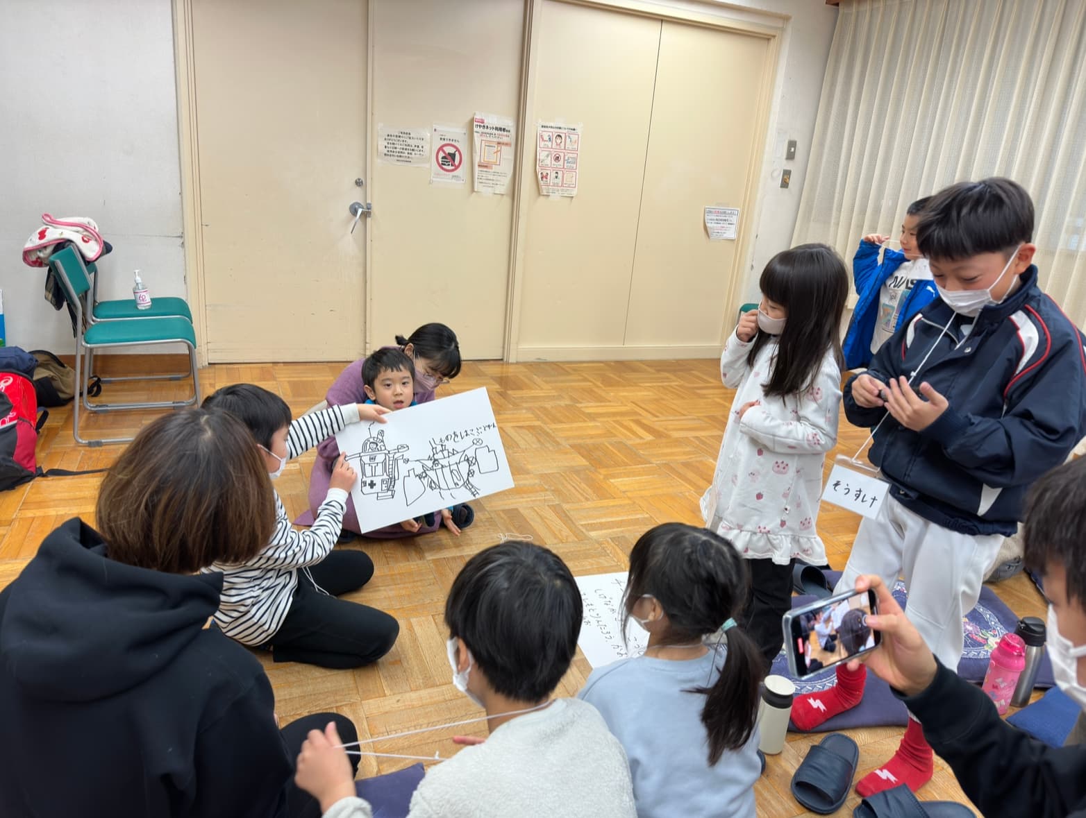 グループでドローンの未来をディスカッションしている様子