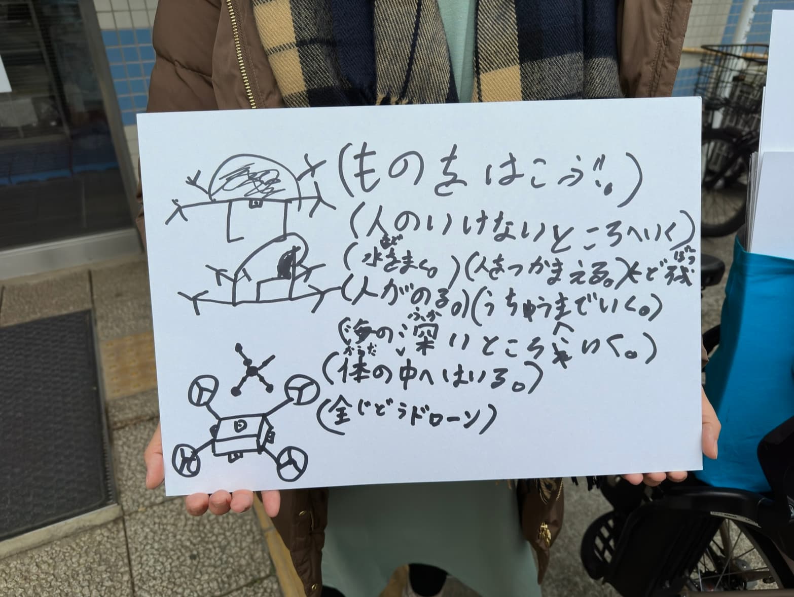 ドローンのアイデアを描いた手描きイラスト